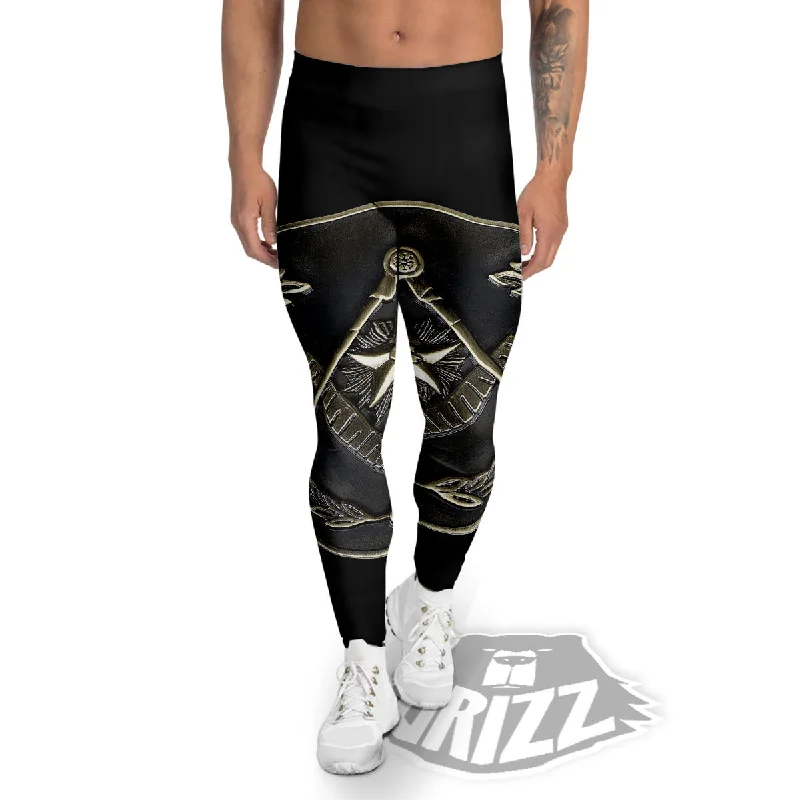 Medal Freemasonry Print Men's Leggings