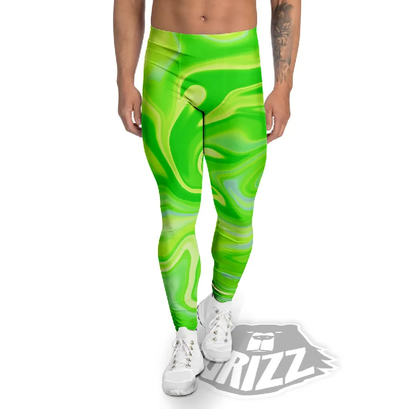 Melt Acid Green Print Men's Leggings