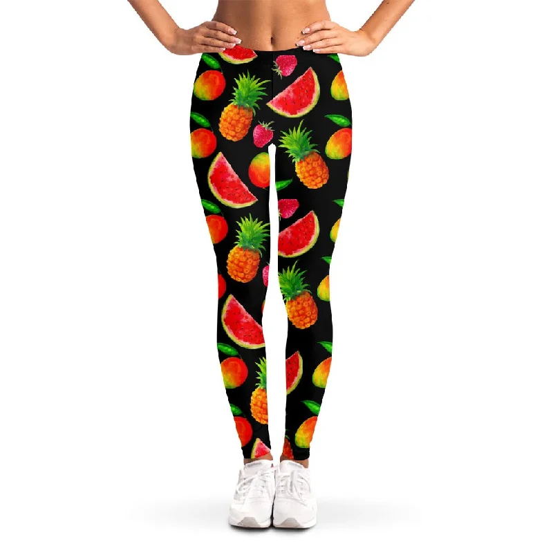 Mix Fruit Pineapple Pattern Print Women's Leggings