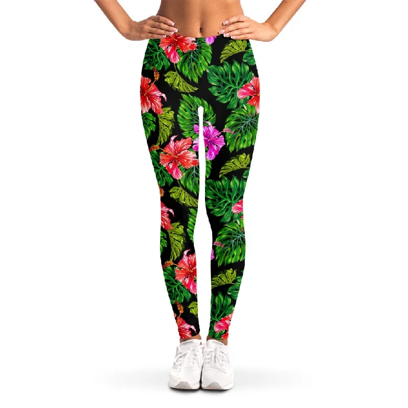 Monstera Hibiscus Hawaii Pattern Print Women's Leggings