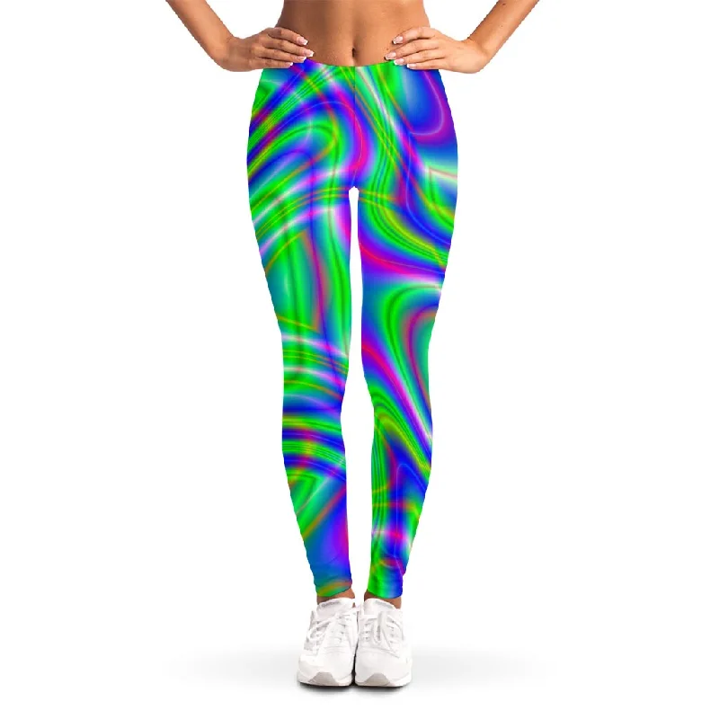 Neon Green Psychedelic Trippy Print Women's Leggings