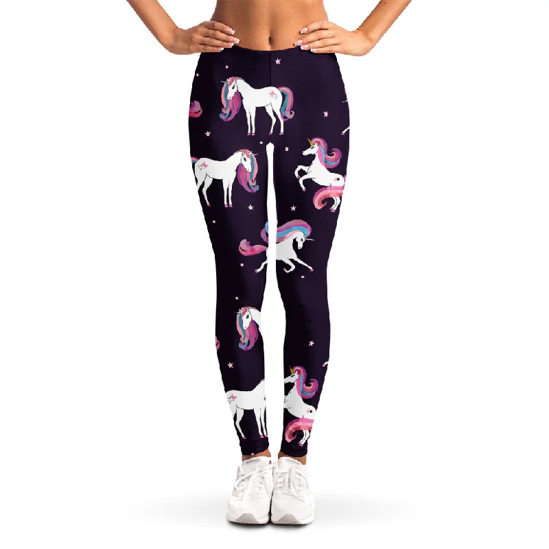 Night Girly Unicorn Pattern Print Women's Leggings