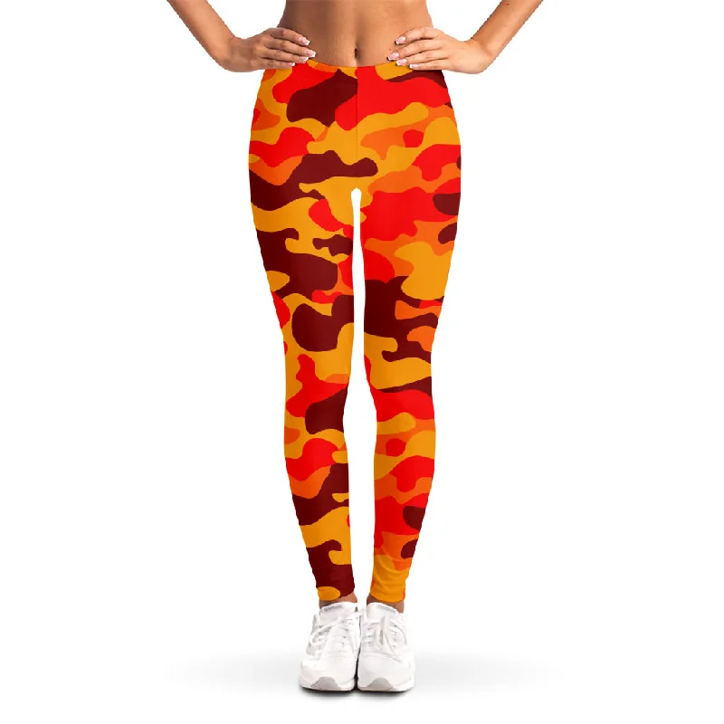 Orange Camouflage Print Women's Leggings