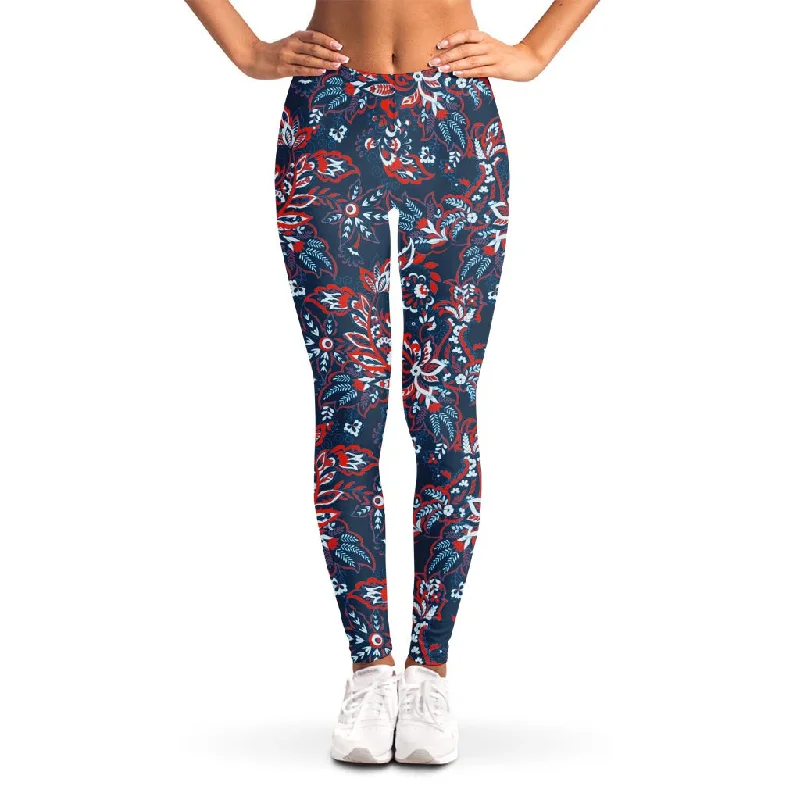 Paisley Floral Bohemian Pattern Print Women's Leggings