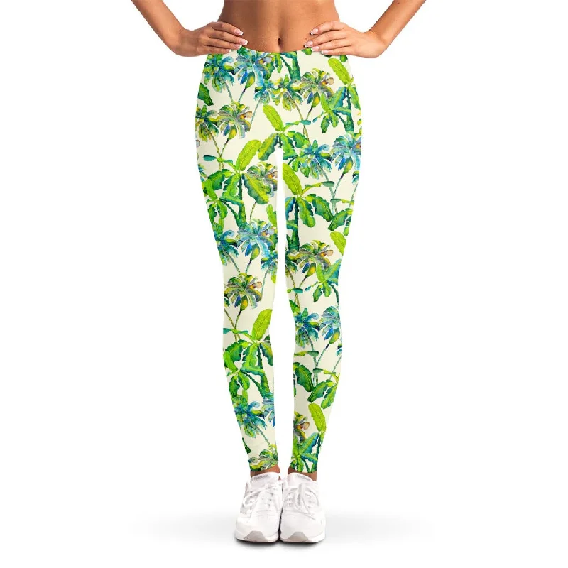 Palm Tree Banana Pattern Print Women's Leggings