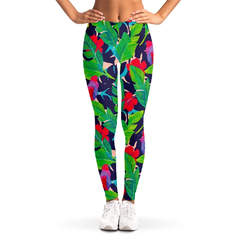 Parrot Banana Leaf Hawaii Pattern Print Women's Leggings