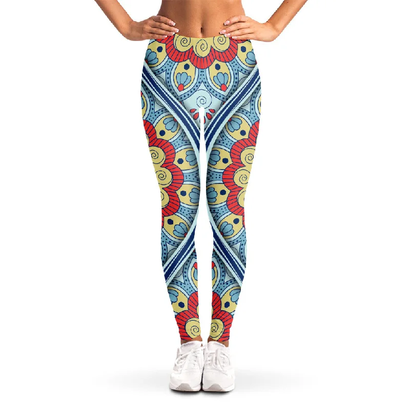 Pastel Ornament Mandala Print Women's Leggings