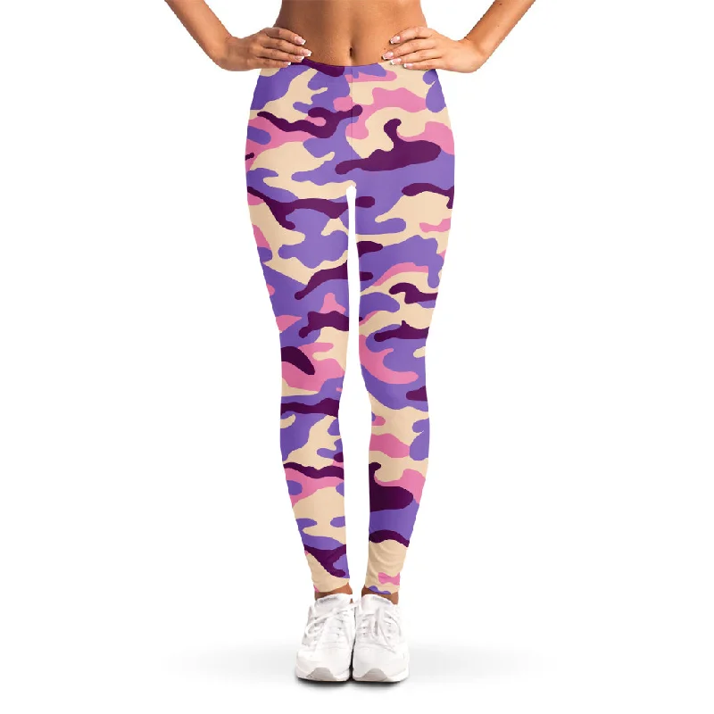 Pastel Purple Camouflage Print Women's Leggings