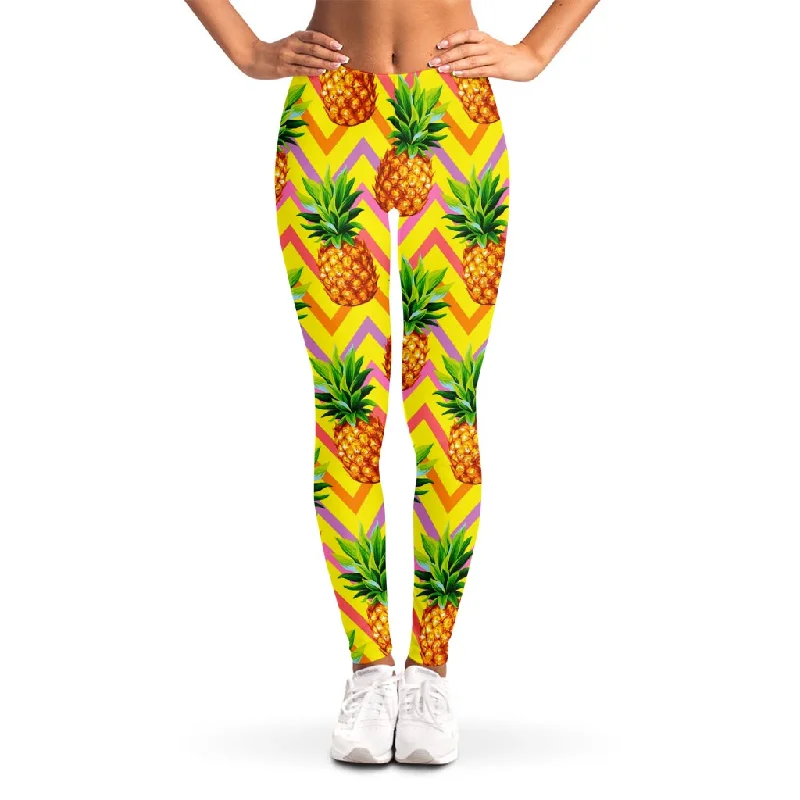 Pastel Zig Zag Pineapple Pattern Print Women's Leggings