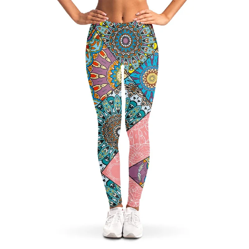 Patchwork Mandala Bohemian Pattern Print Women's Leggings