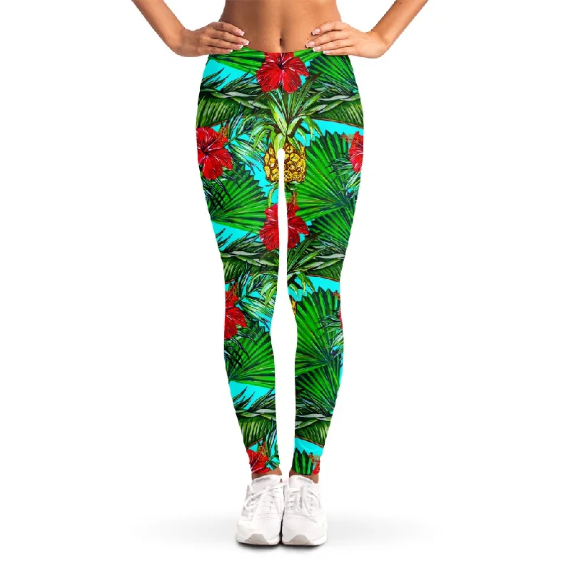 Pineapple Hibiscus Hawaii Pattern Print Women's Leggings