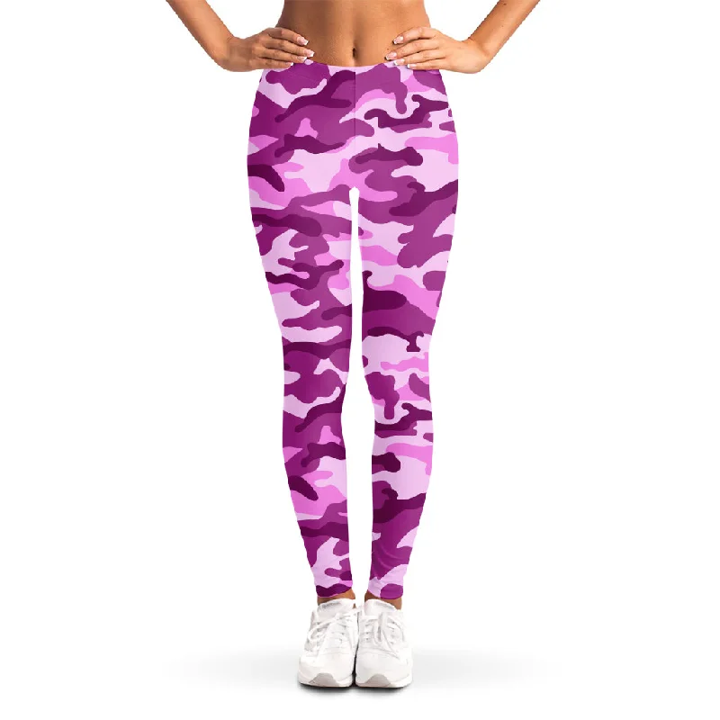 Pink Camouflage Print Women's Leggings