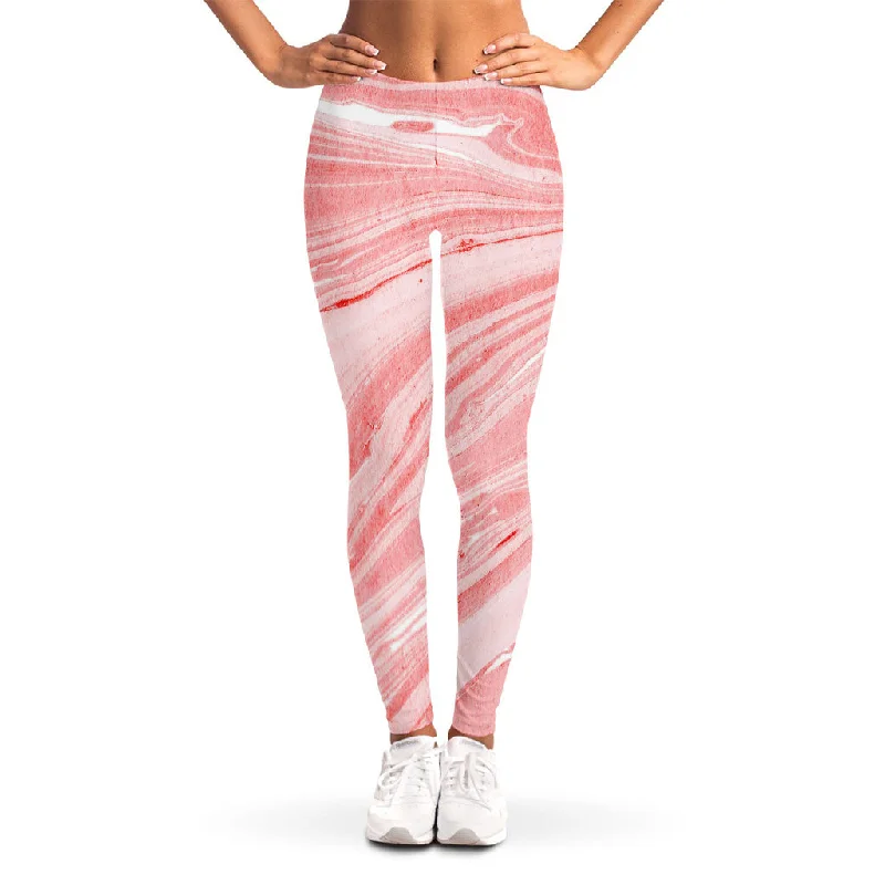 Pink Liquid Marble Print Women's Leggings