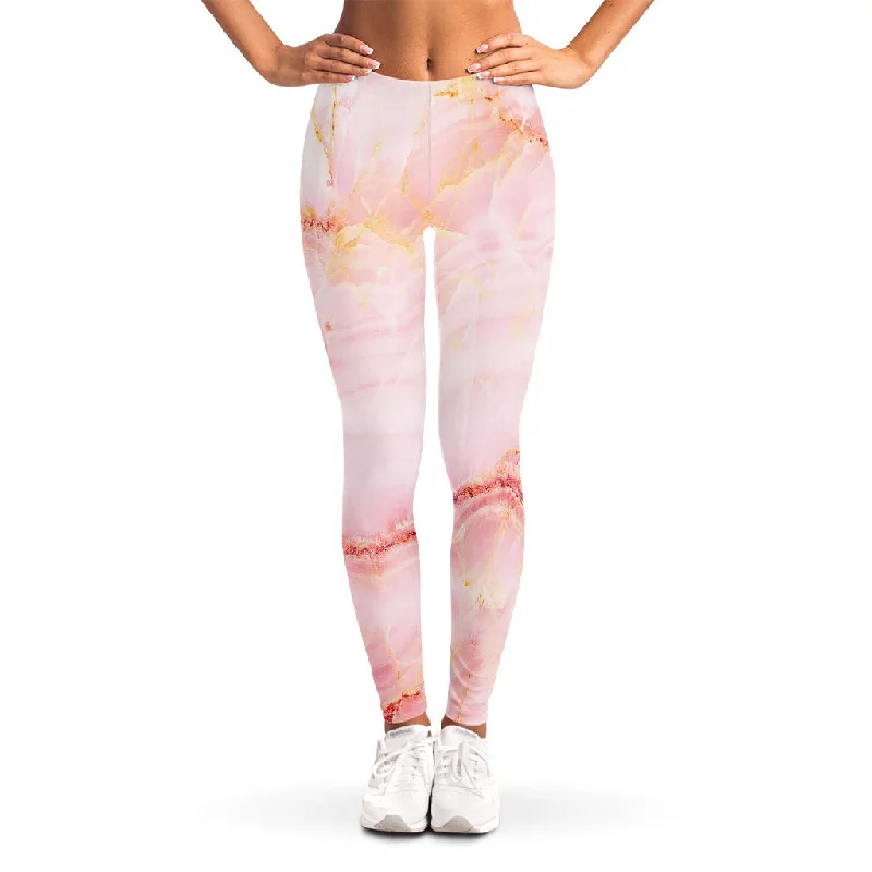 Pink Marble Print Women's Leggings