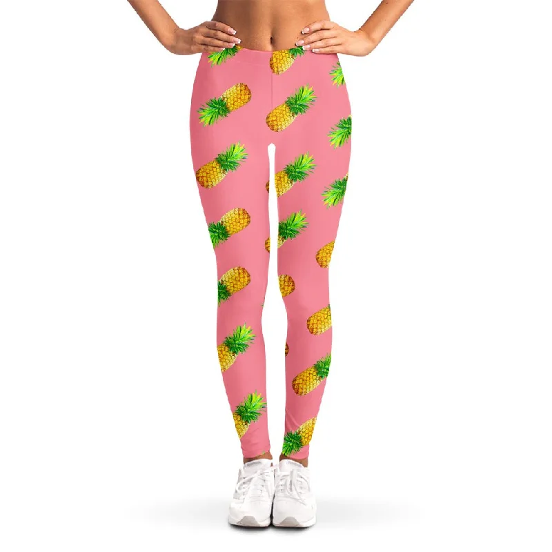 Pink Pineapple Pattern Print Women's Leggings