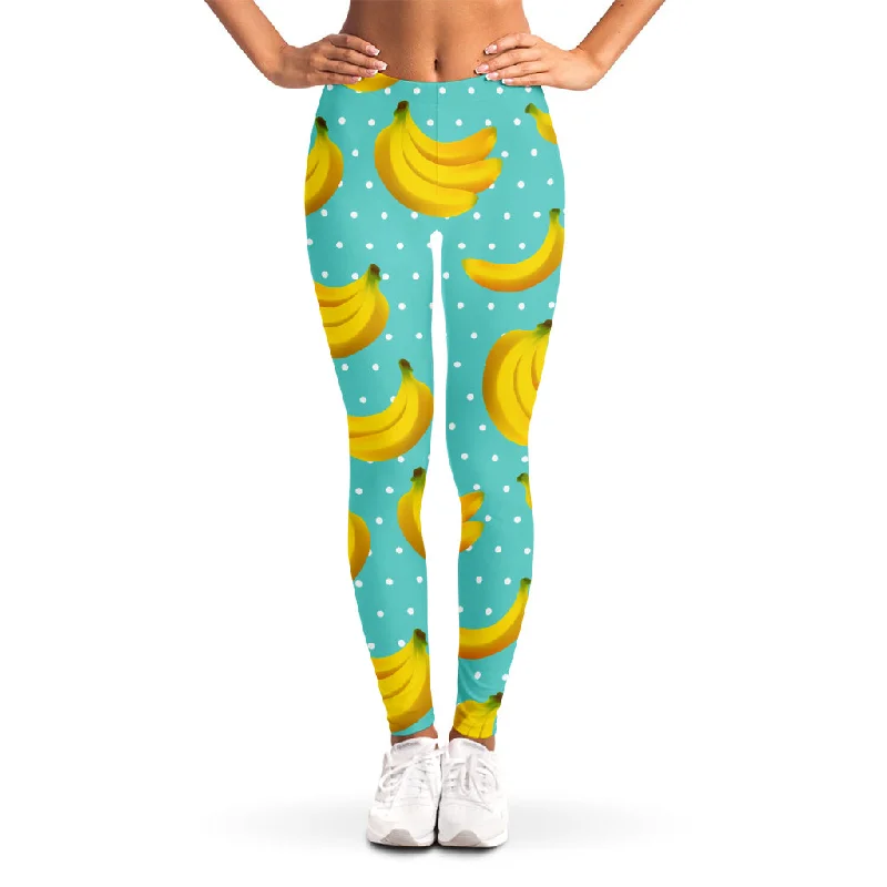 Polka Dot Banana Pattern Print Women's Leggings