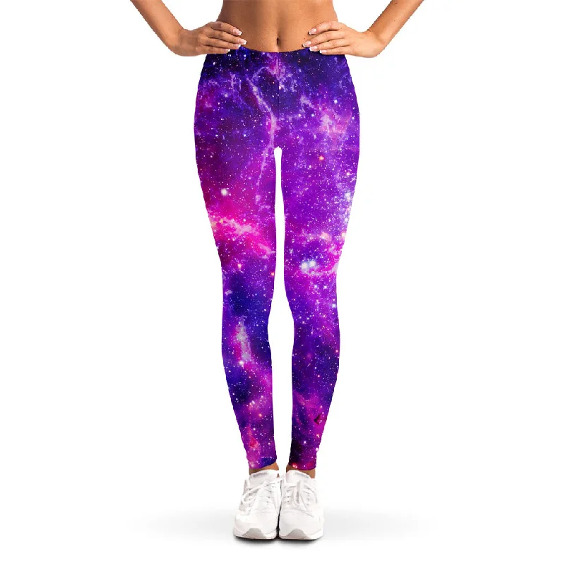 Purple Bursting Galaxy Space Print Women's Leggings