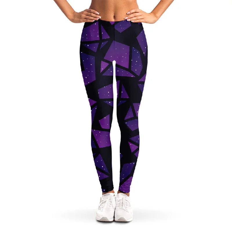 Purple Crystal Cosmic Galaxy Space Print Women's Leggings