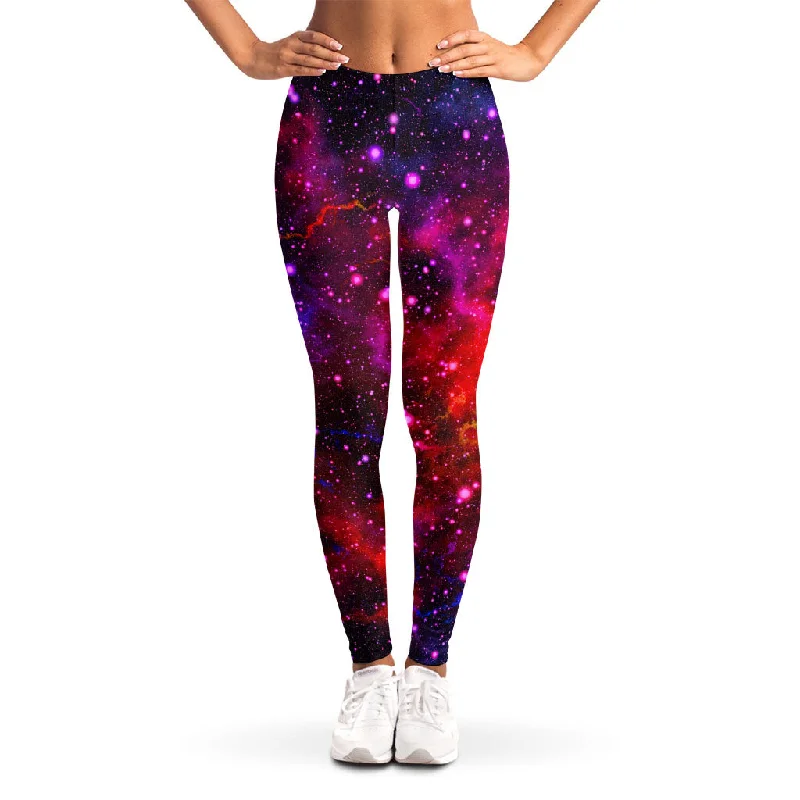 Purple Dark Galaxy Space Print Women's Leggings