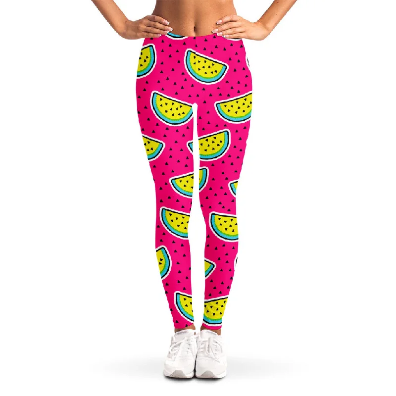 Purple Fancy Watermelon Pattern Print Women's Leggings