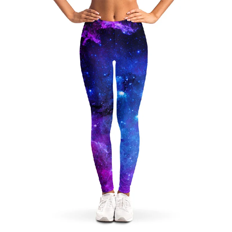 Purple Galaxy Space Blue Starfield Print Women's Leggings