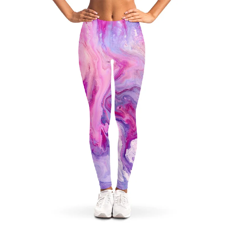 Purple Liquid Marble Print Women's Leggings