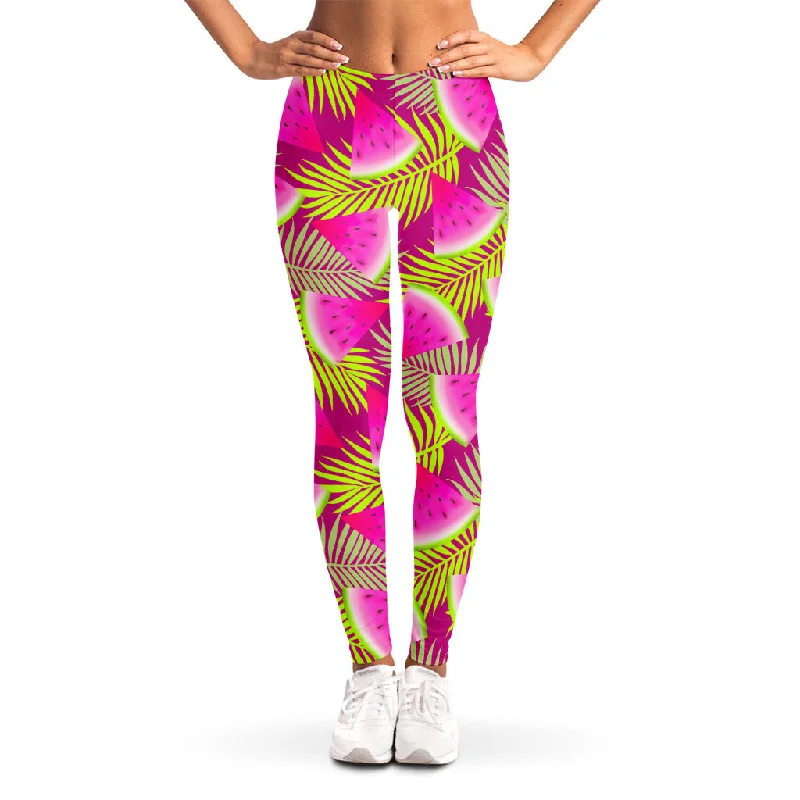 Purple Tropical Watermelon Pattern Print Women's Leggings