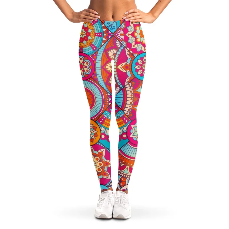 Retro Bohemian Mandala Pattern Print Women's Leggings