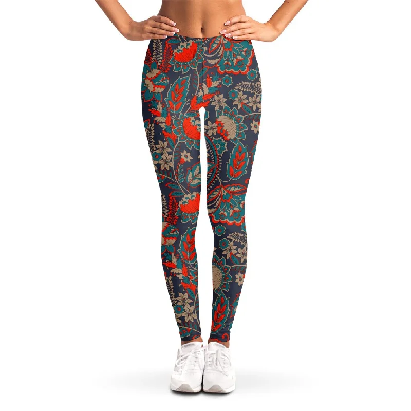 Retro Vintage Bohemian Floral Print Women's Leggings