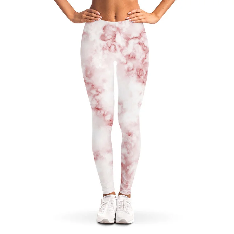 Rose Pink Marble Print Women's Leggings