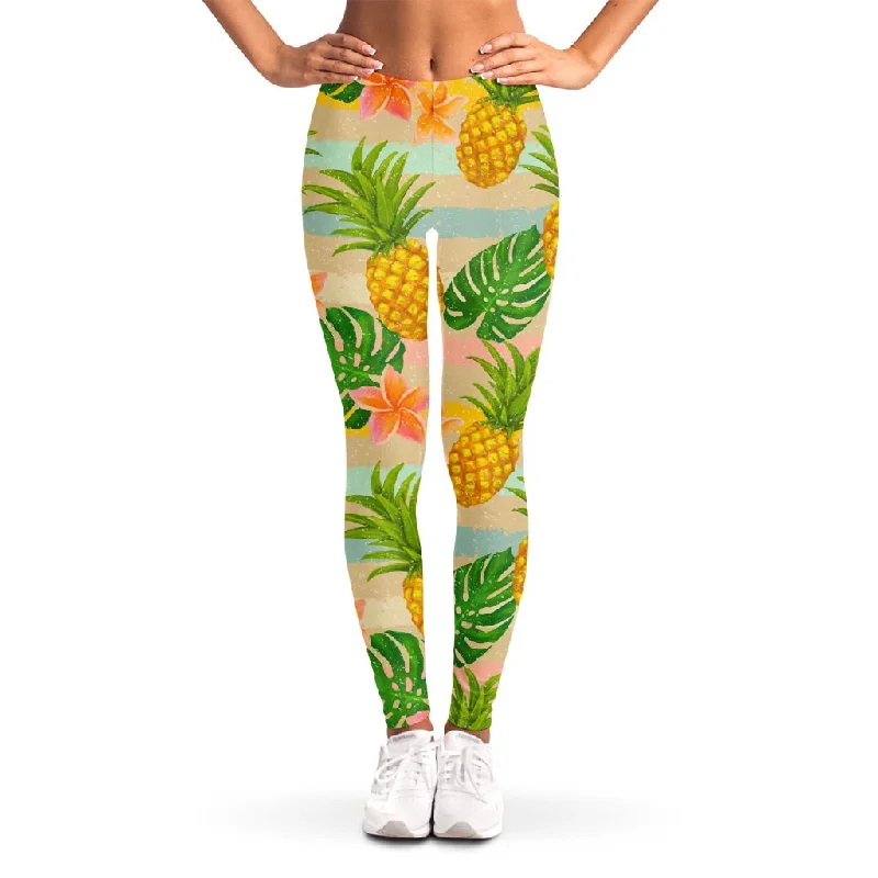 Sand Beach Pineapple Pattern Print Women's Leggings