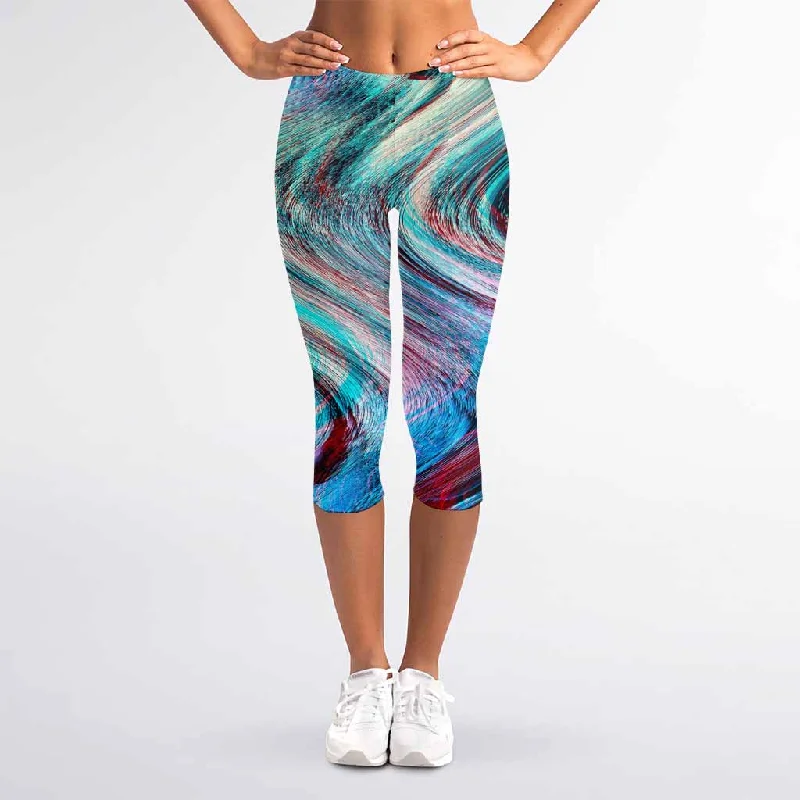 Smoke Psychedelic Trippy Print Women's Capri Leggings