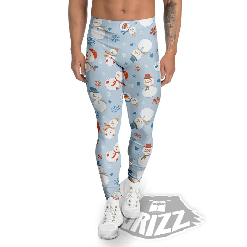 Snowman Holiday Print Pattern Men's Leggings