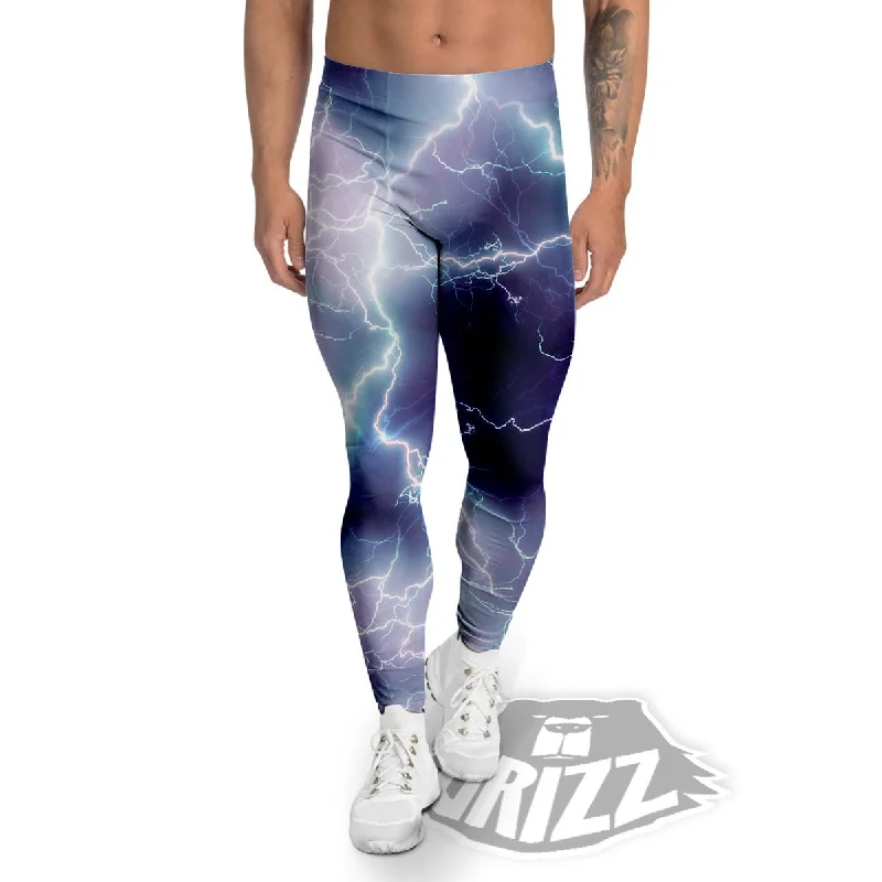 Spark Lightning Print Men's Leggings