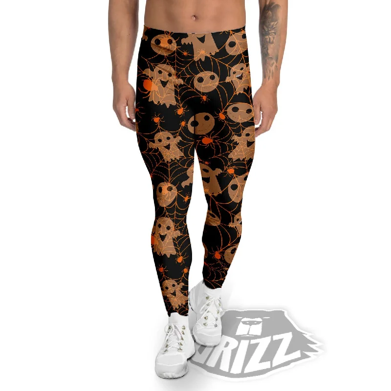 Spider Web Halloween Print Pattern Men's Leggings