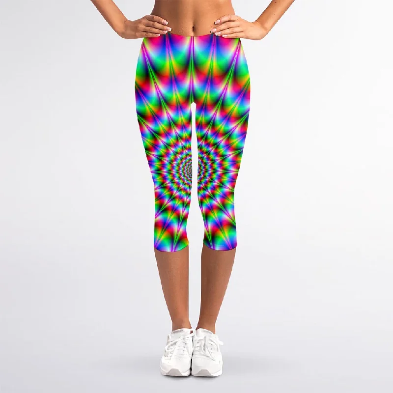 Spiky Psychedelic Optical Illusion Women's Capri Leggings