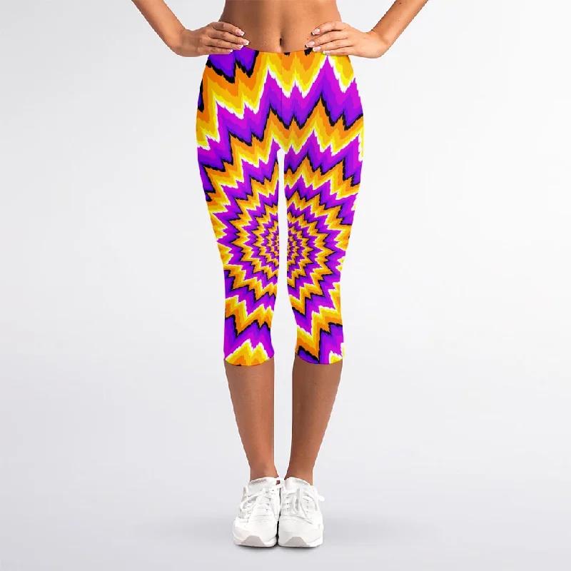 Spiral Expansion Moving Optical Illusion Women's Capri Leggings