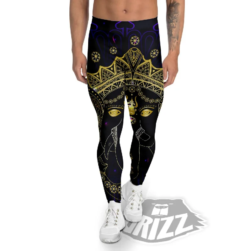 Spiritual Elephant Indian Tribal Print Men's Leggings