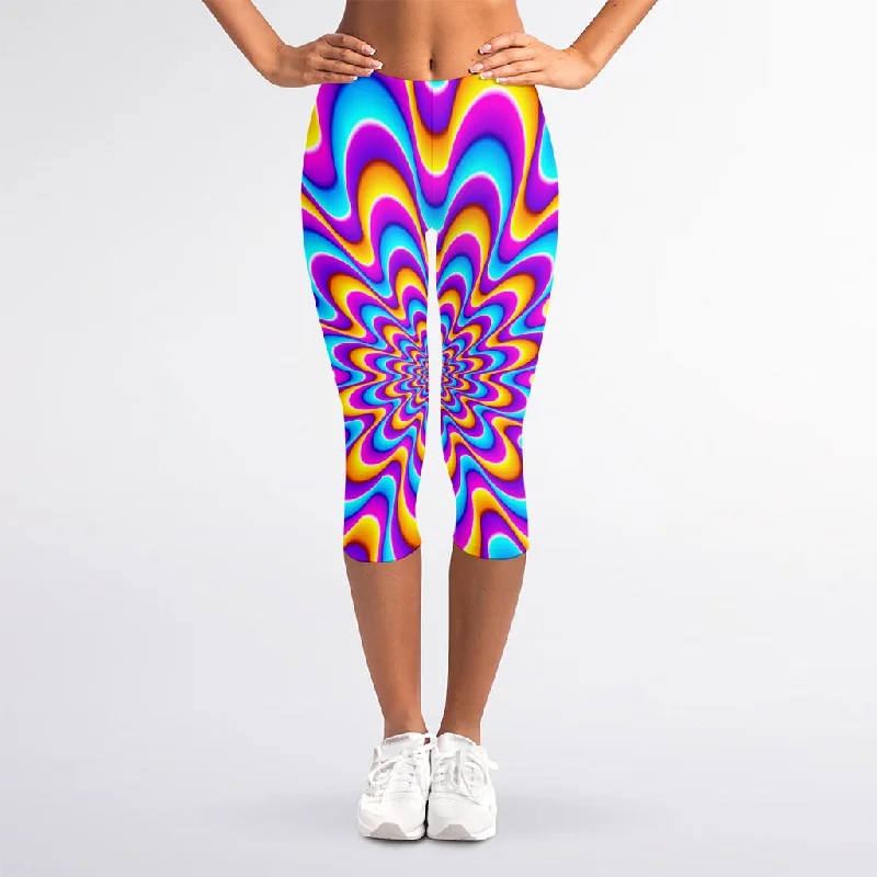 Splashing Colors Moving Optical Illusion Women's Capri Leggings