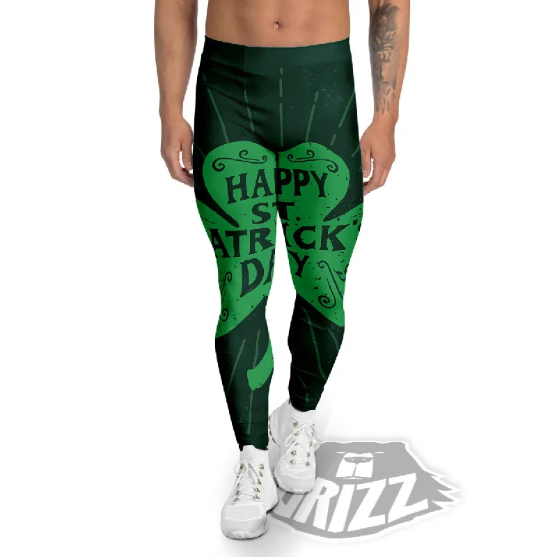 St. Patrick's Day Irish Clover Print Men's Leggings