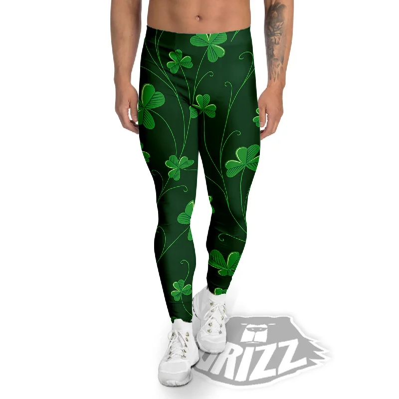 St. Patrick's Day Irish Leaf Print Men's Leggings