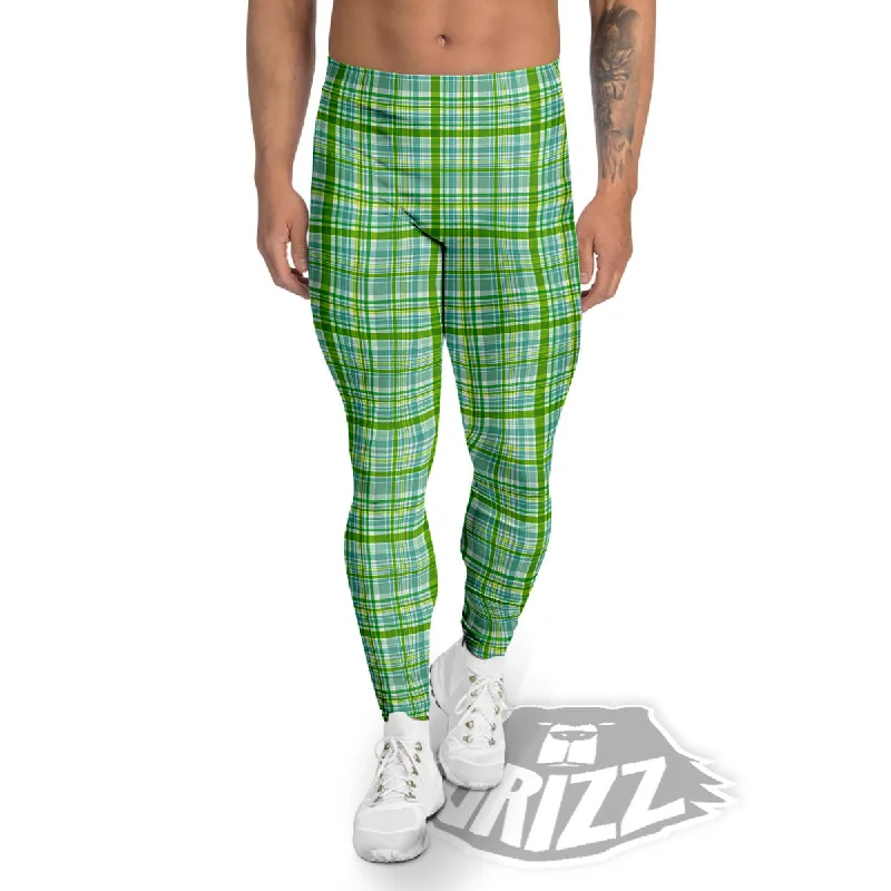 St. Patrick's Day Irish Plaid Print Men's Leggings