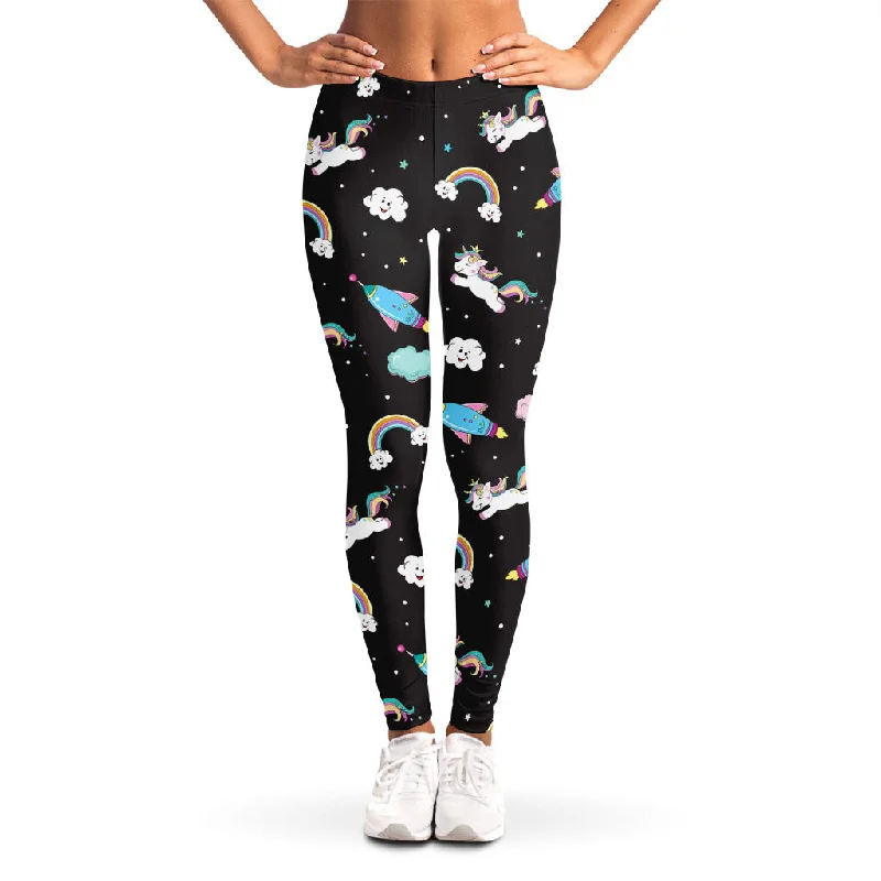 Star Space Unicorn Pattern Print Women's Leggings