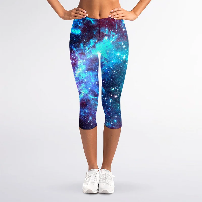 Starfield Nebula Galaxy Space Print Women's Capri Leggings