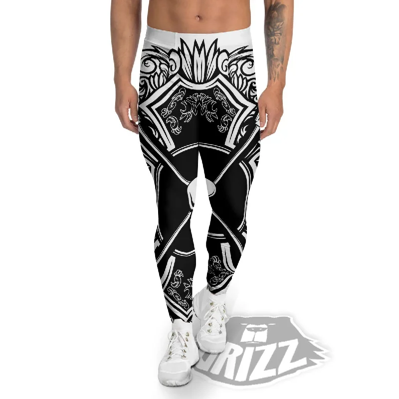 Sticks Lacrosse Ornate Wing Print Men's Leggings