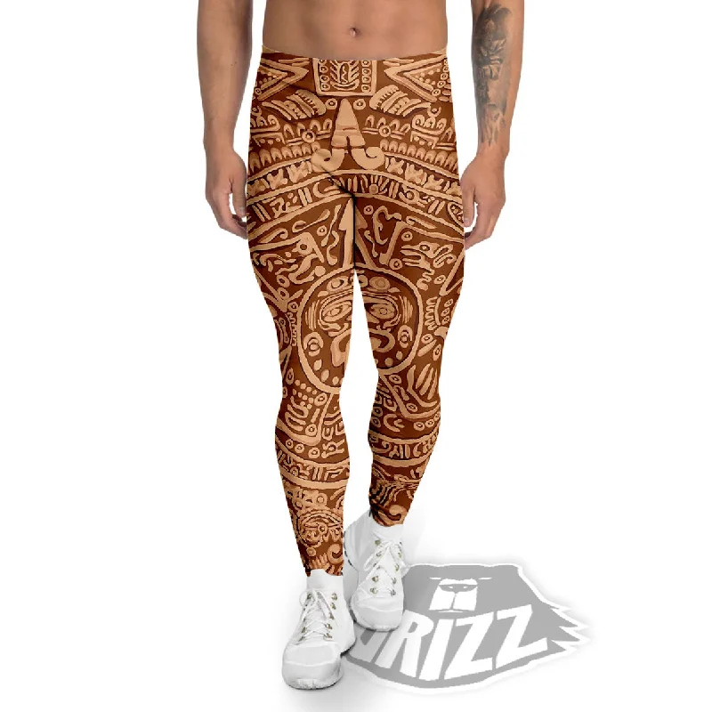 Stone Mayan Print Men's Leggings