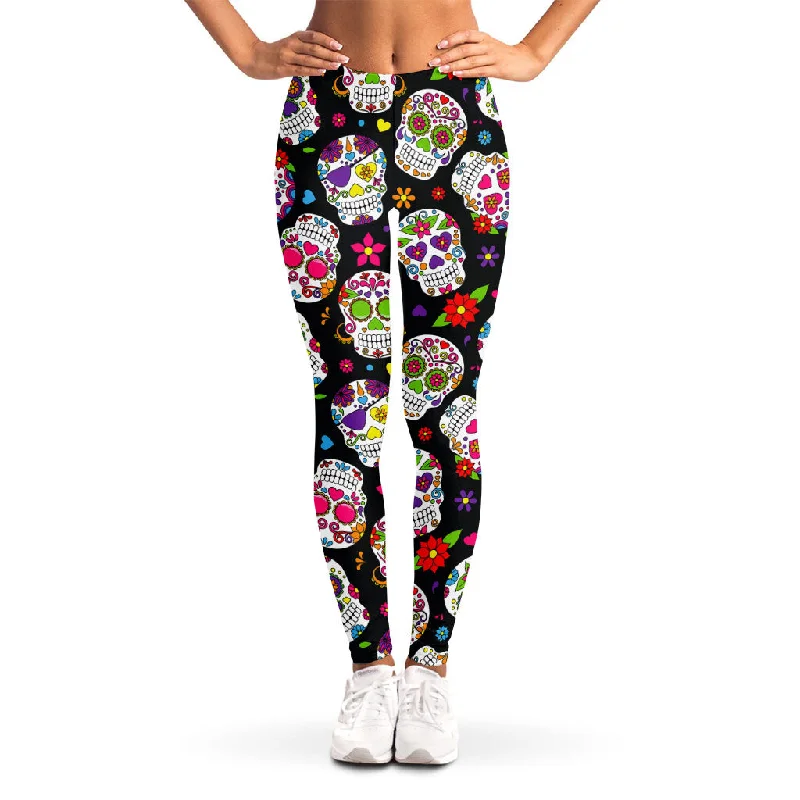 Sugar Skull Pattern Print Women's Leggings