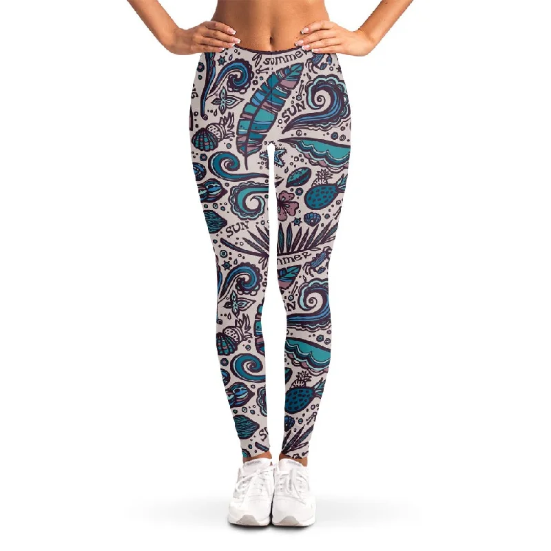 Summer Surfing Pattern Print Women's Leggings