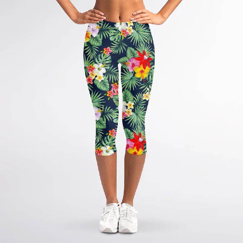 Summer Tropical Hawaii Pattern Print Women's Capri Leggings