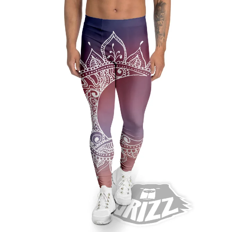 Sun Mandala Print Men's Leggings